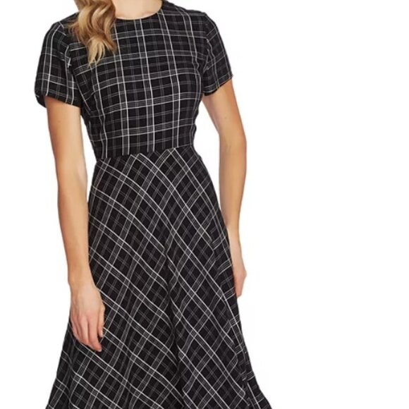 Vince Camuto Plaid Asymmetrical-Hem Dress - Picture 1 of 3